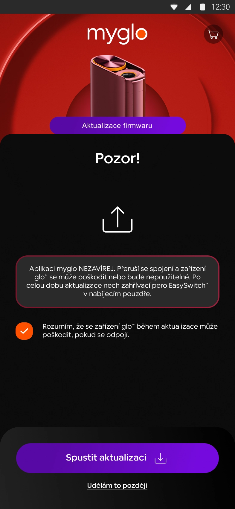 Snímek obrazovky aplikace myglo – krok 4