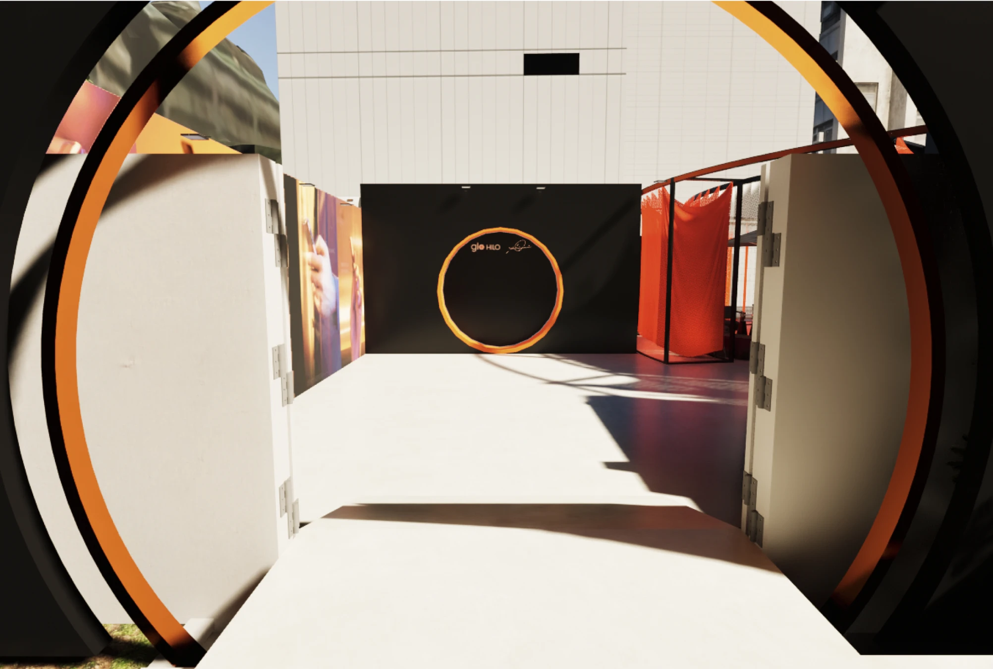 グロー・ヒーロの表参道ポップアップストアの来場者がフォトスポットで記念写真を撮影することができます。