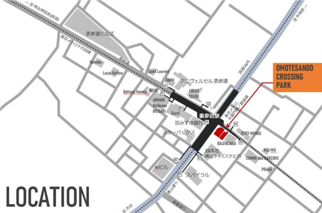 グロー・ヒーロの表参道ポップアップストアへのマップです。